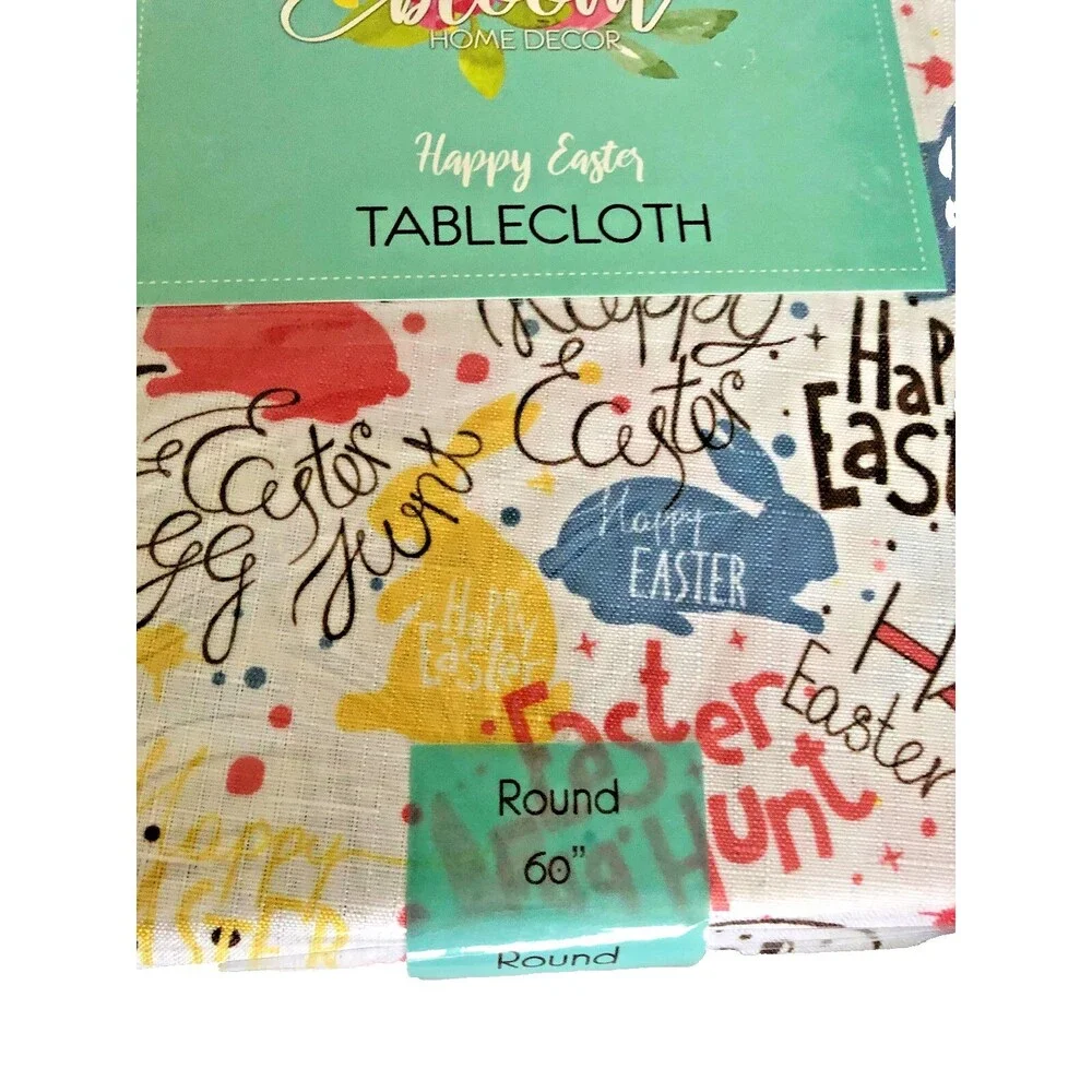 Happy Easter Bunny Rabbit Fabric Tablecloth 60